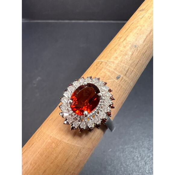 NEW Cherry citrine and Moissanite ring in platinum over sterling silver size 8 - Picture 8 of 14